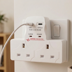 Securlec T-Shape 2 Way Plug Adaptor with USB-A & USB-C (SL9090)
