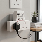 Securlec T-Shape 2 Way Plug Adaptor with USB-A & USB-C (SL9090)