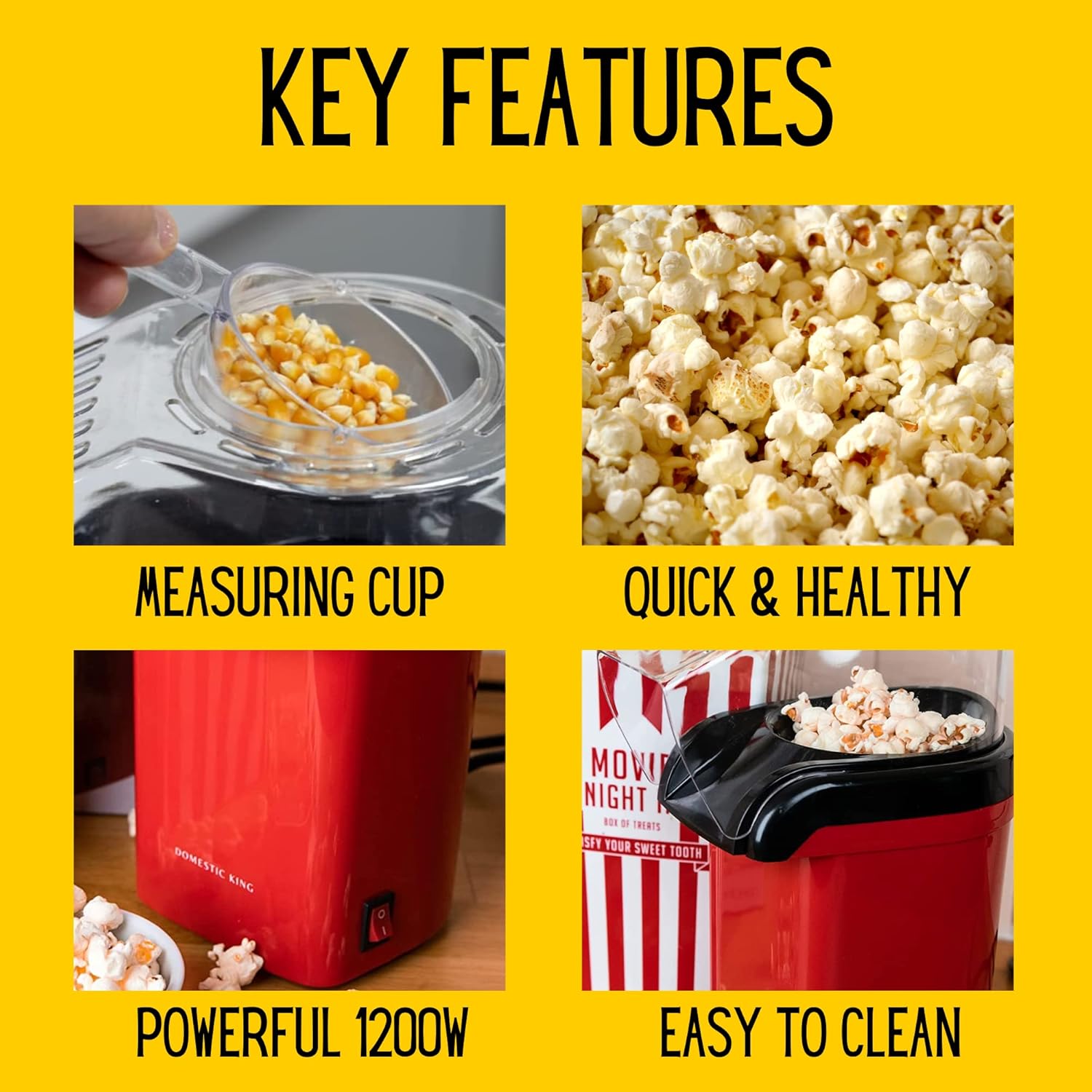 Domestic King 1200W Popcorn Maker (DK18049)