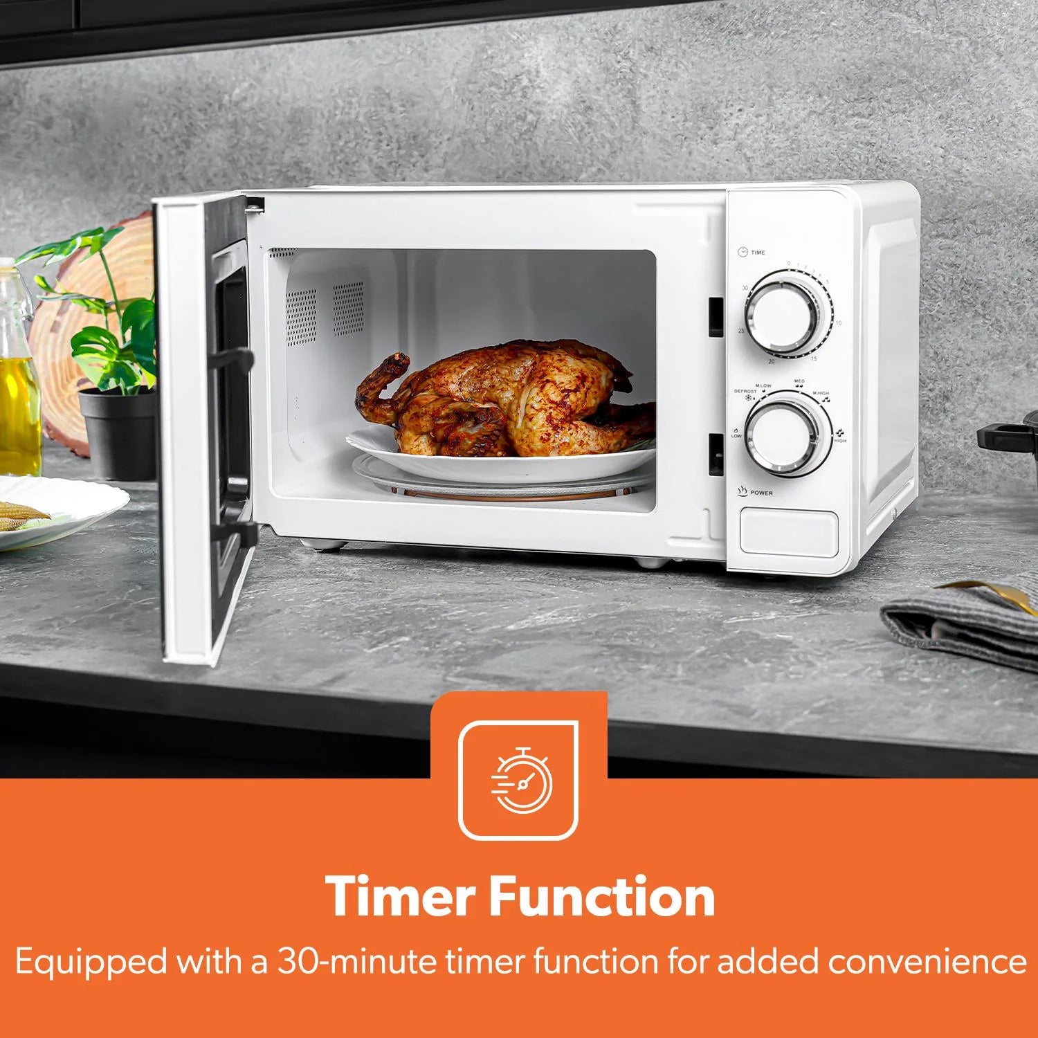 Geepas 20L Manual Microwave 700W White (GMO1899-WT)