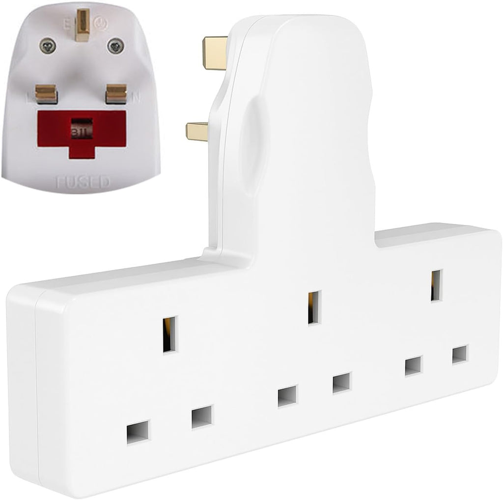 Securlec T Shaped 3-Way UK Plug Adaptor