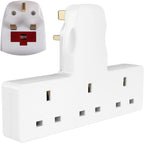 Securlec T Shaped 3-Way UK Plug Adaptor