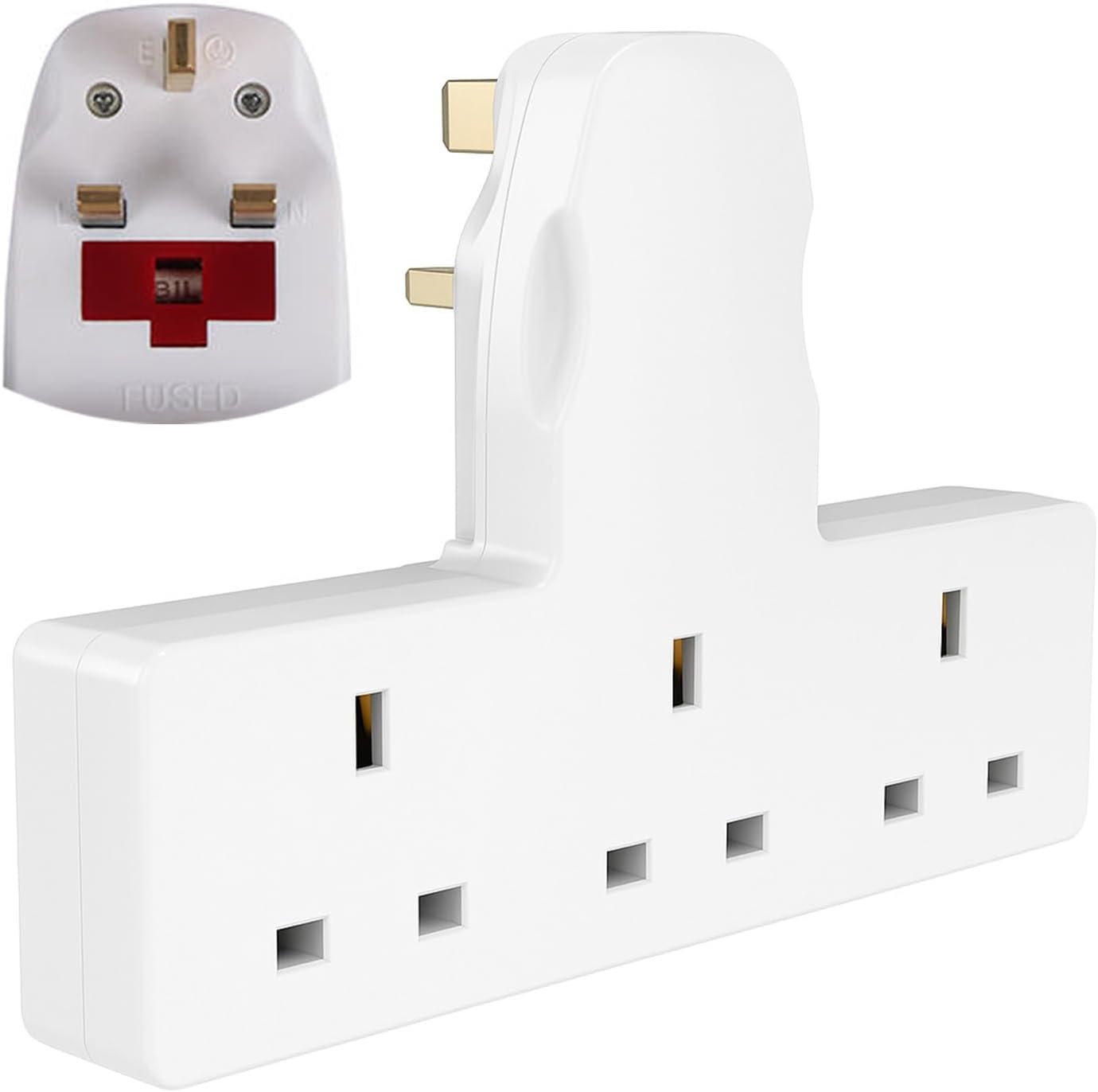 Securlec T Shaped 3-Way UK Plug Adaptor