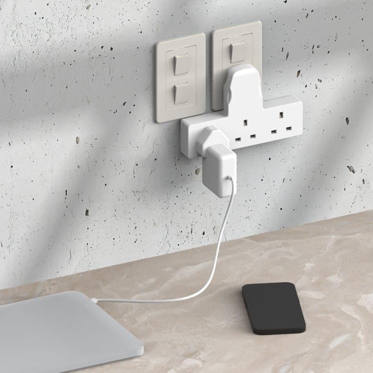 Powerplus T Shaped 3-Way UK Plug Adaptor (1086)