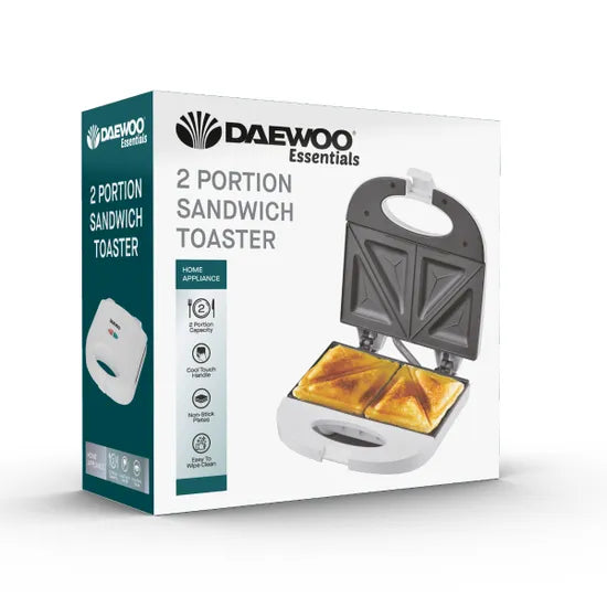Daewoo Essentials 2 Slice Sandwich Toaster (SDA1037)