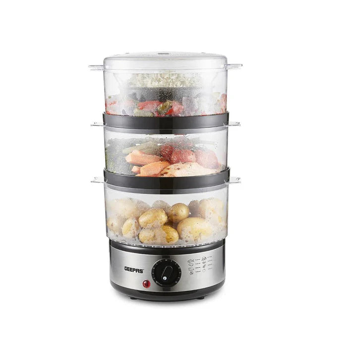 Geepas 7.2L Stainless Steel Electric Food Steamer 3 Tier (GFS63066UK)