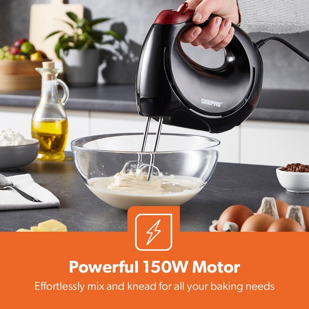 Geepas 150W Black Hand Mixer 7 Speed (GHM43012UK-BK)