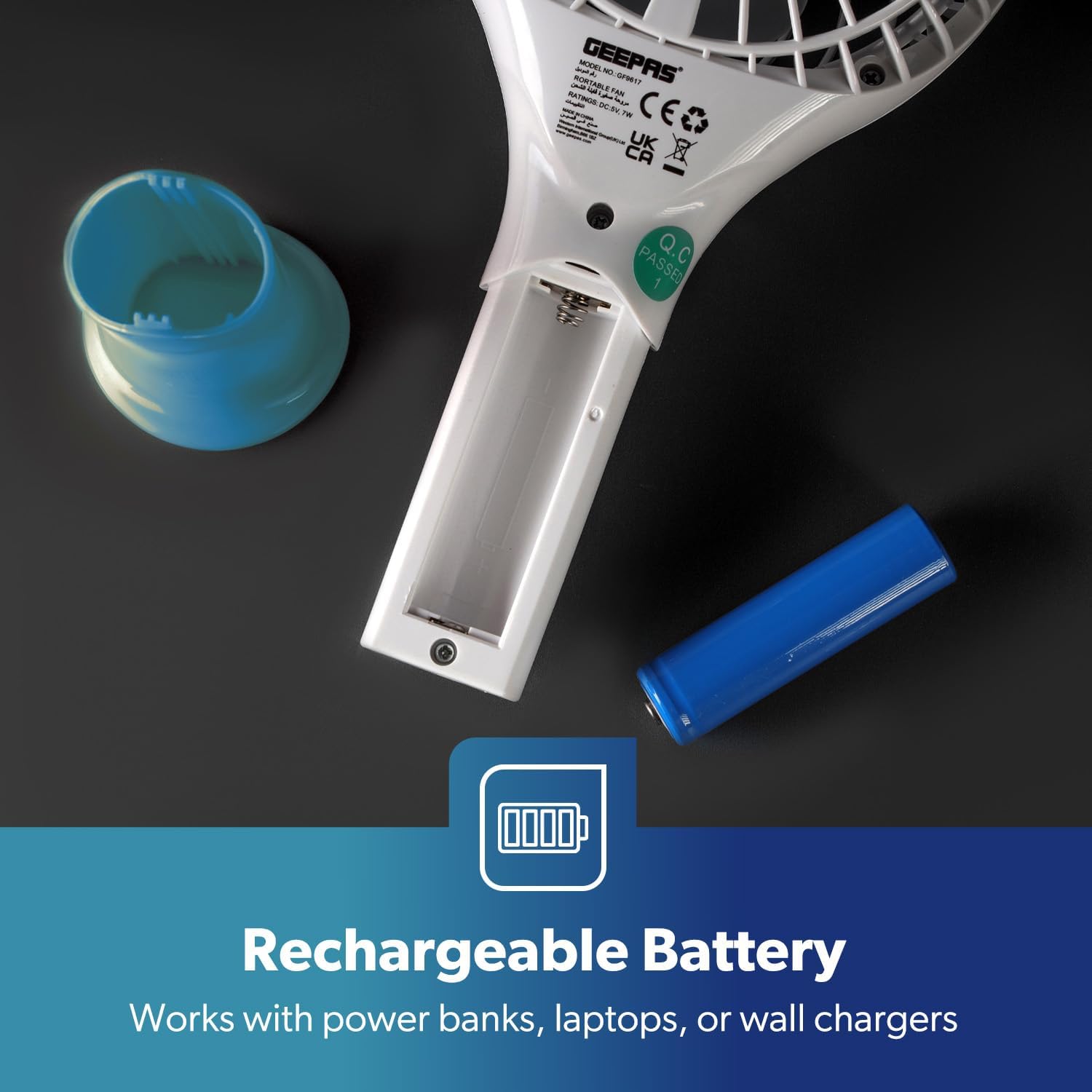 Geepas Rechargeable Handheld Fan Blue (GF9617UK-BL)