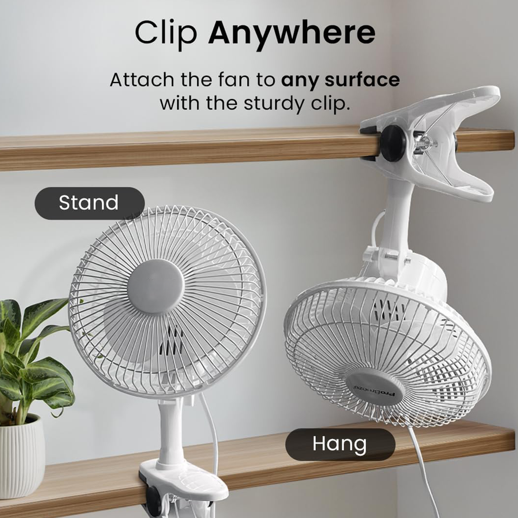 Pro-Elec 6” Mains Powered Clip-On Fan with 360° Pivot