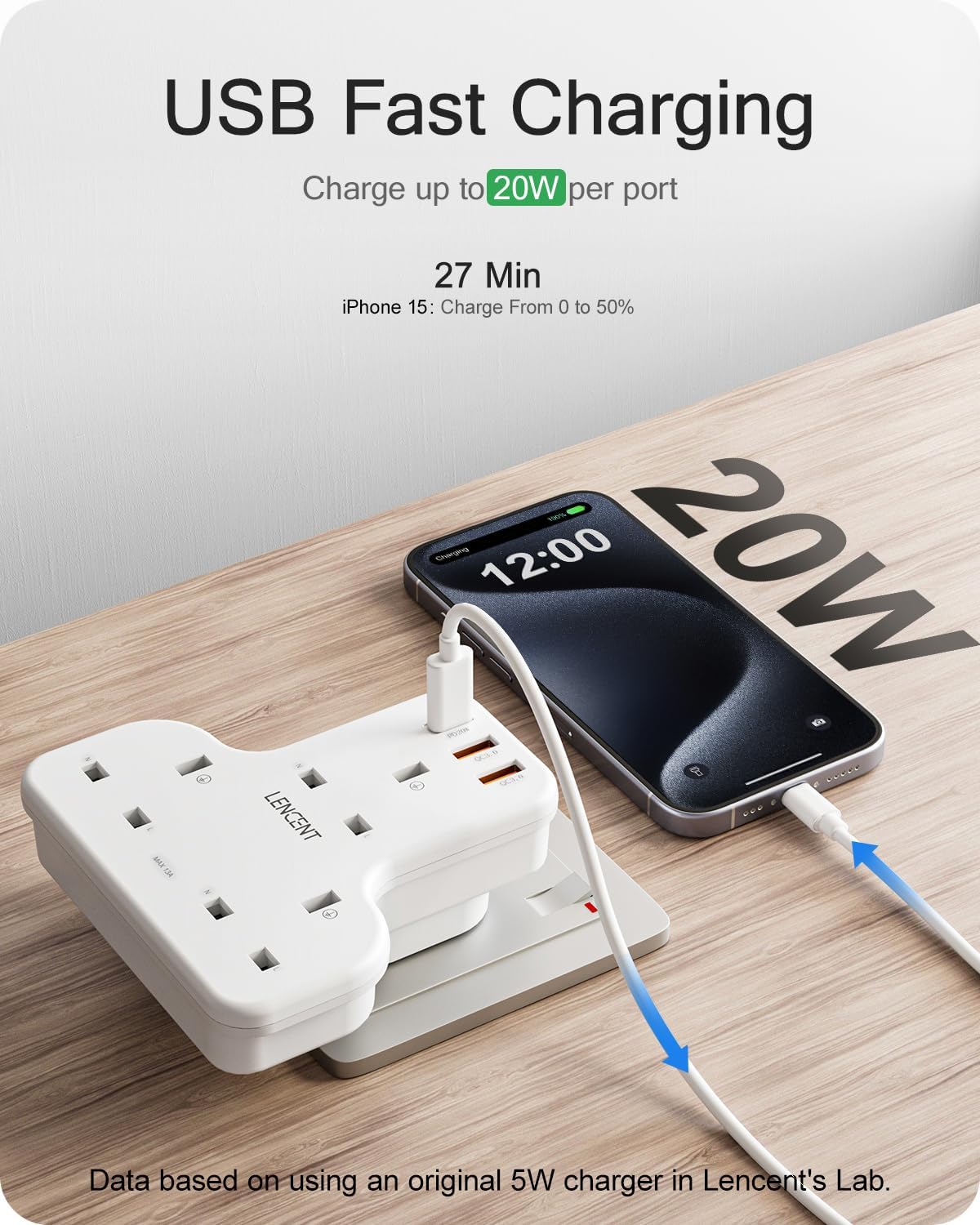 Ven-Dens 3 Way UK Wall Charger Adaptor with USB-C PD & Dual USB-A (SP-ADT04)
