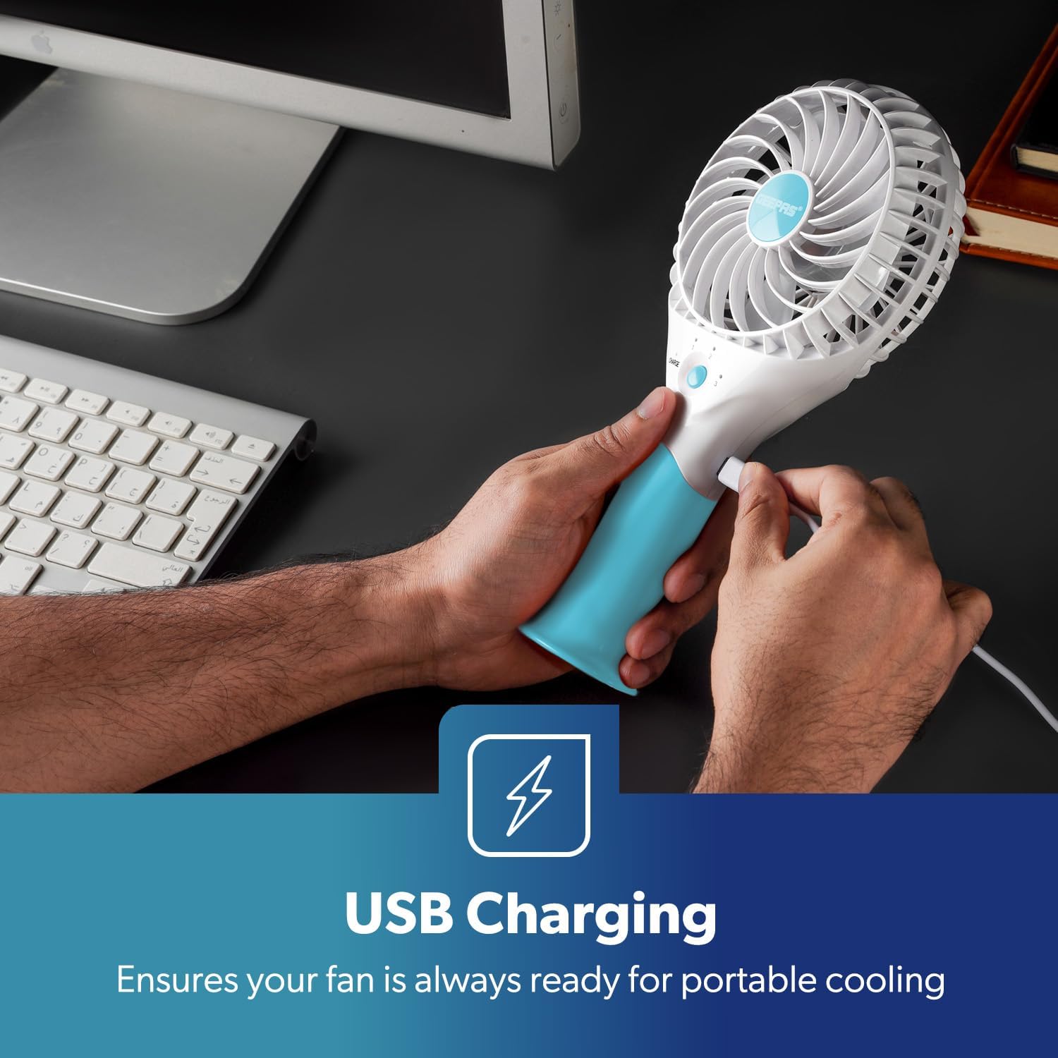 Geepas Rechargeable Handheld Fan Blue (GF9617UK-BL)