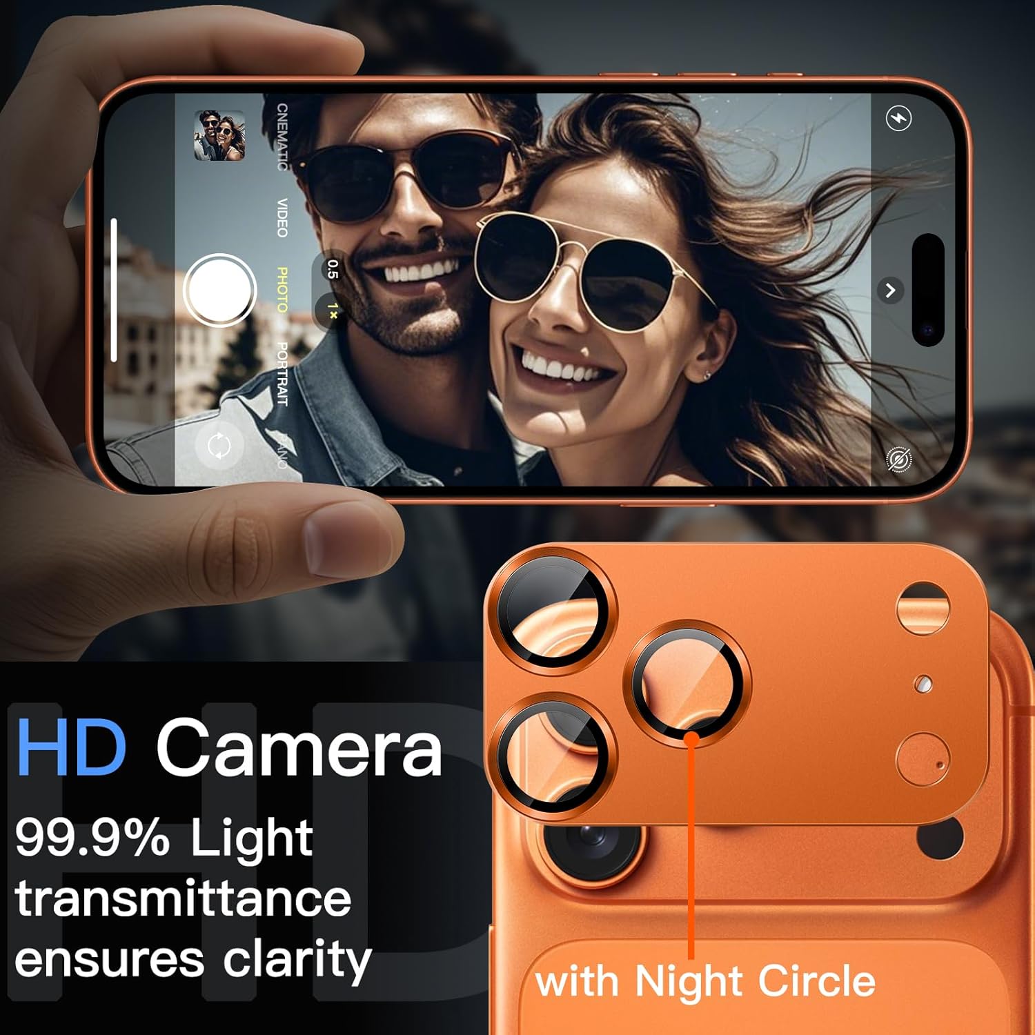 Ven-Dens Camera Lens Protector for iPhone 17 Pro Max 6.9" Orange (VD-CL06)