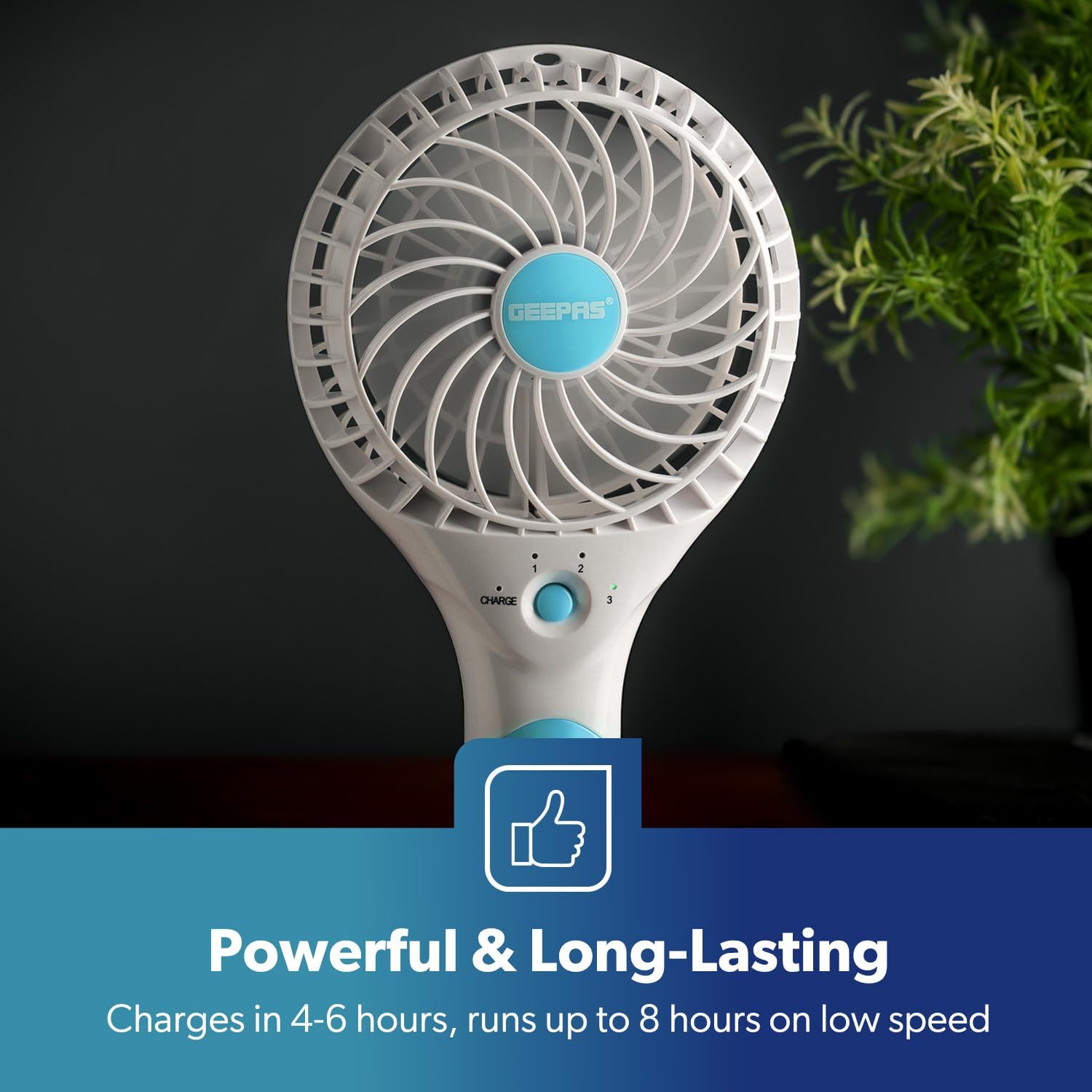 Geepas Rechargeable Handheld Fan Blue (GF9617UK-BL)