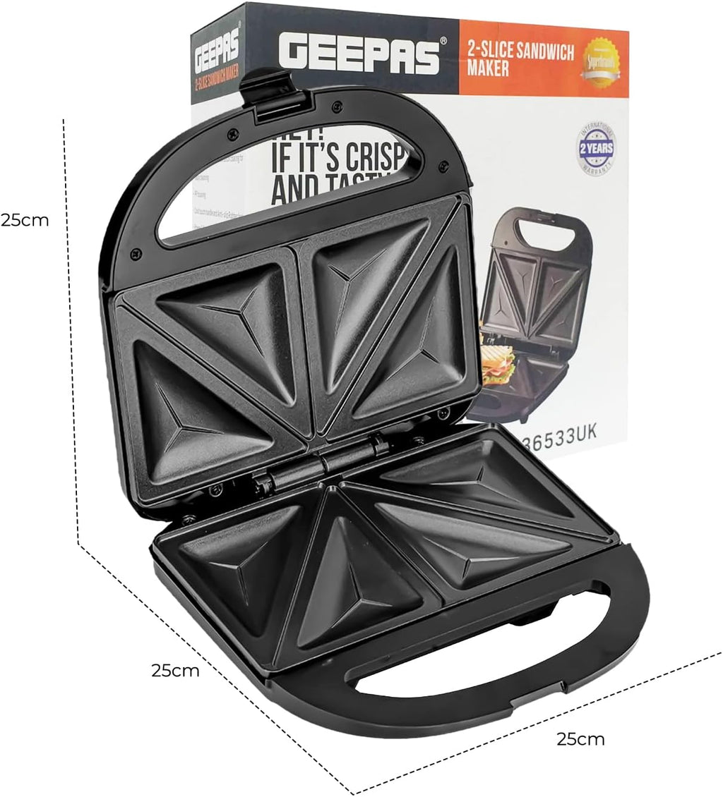 Geepas Two Slice Sandwich Maker 750W (GSM36533UK)