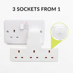 Securlec T Shaped 3-Way UK Plug Adaptor