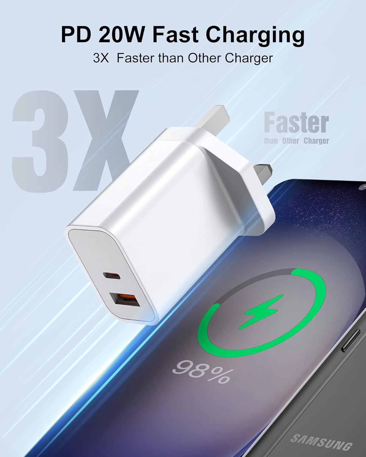 Ven-Dens 20W Fast Charger USB-C & USB-A Dual Port (SP-TC13AAC White)