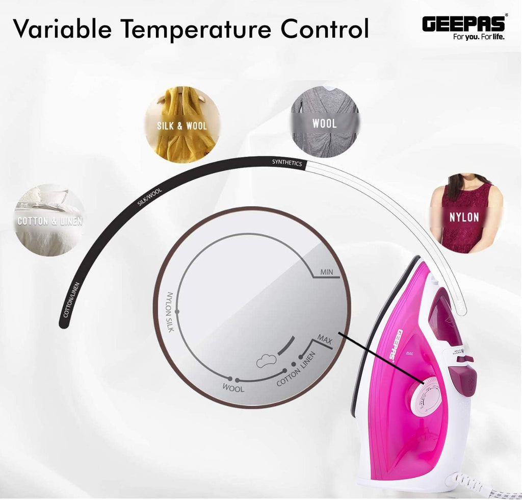 Geepas Steam Iron 1300W Pink (GSI7808)