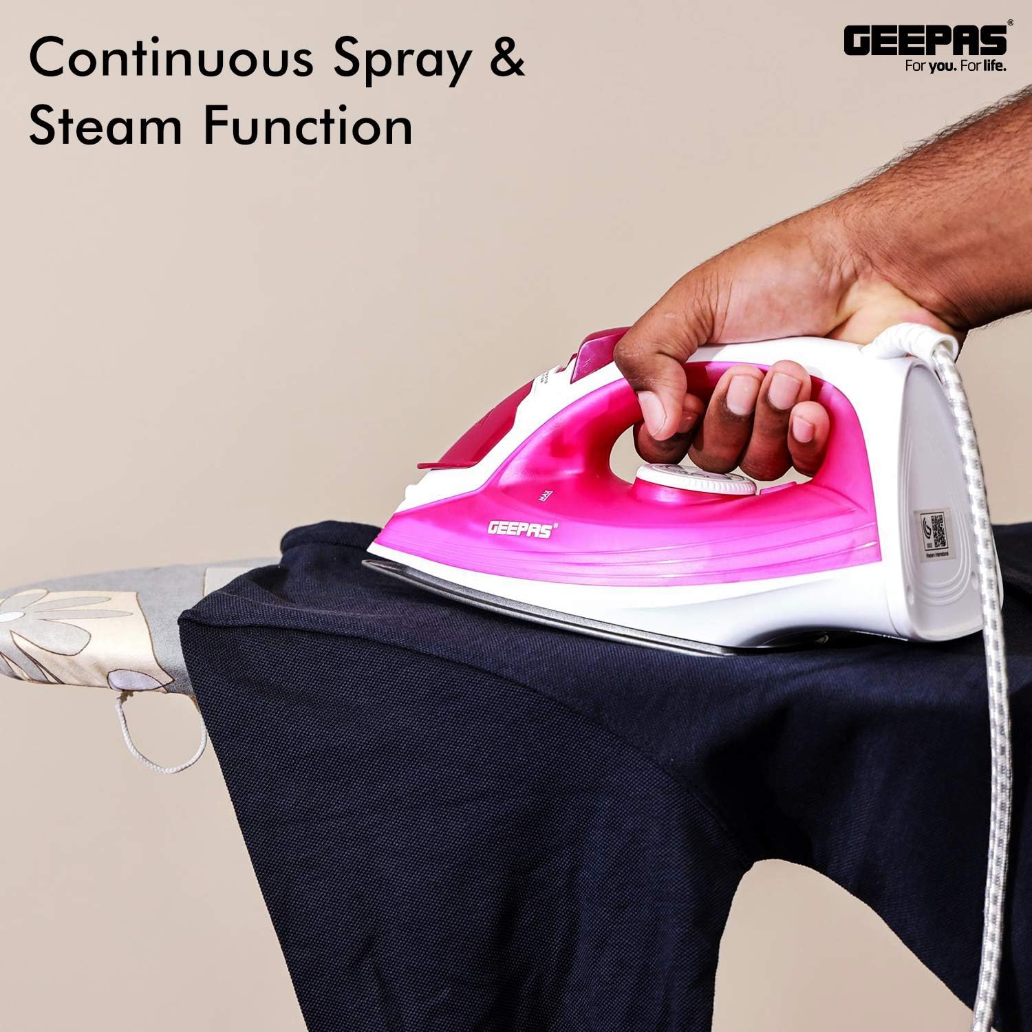 Geepas Steam Iron 1300W Pink (GSI7808)