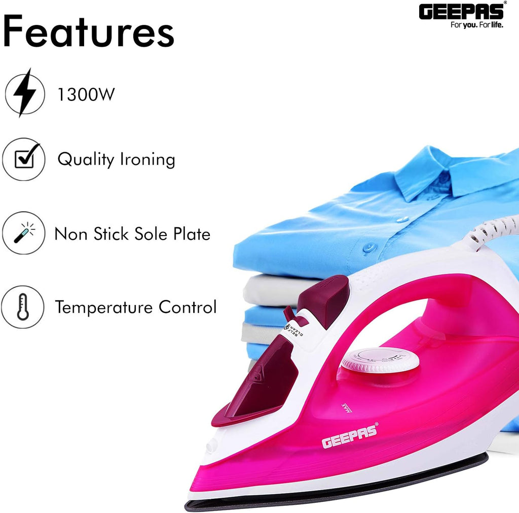Geepas Steam Iron 1300W Pink (GSI7808)