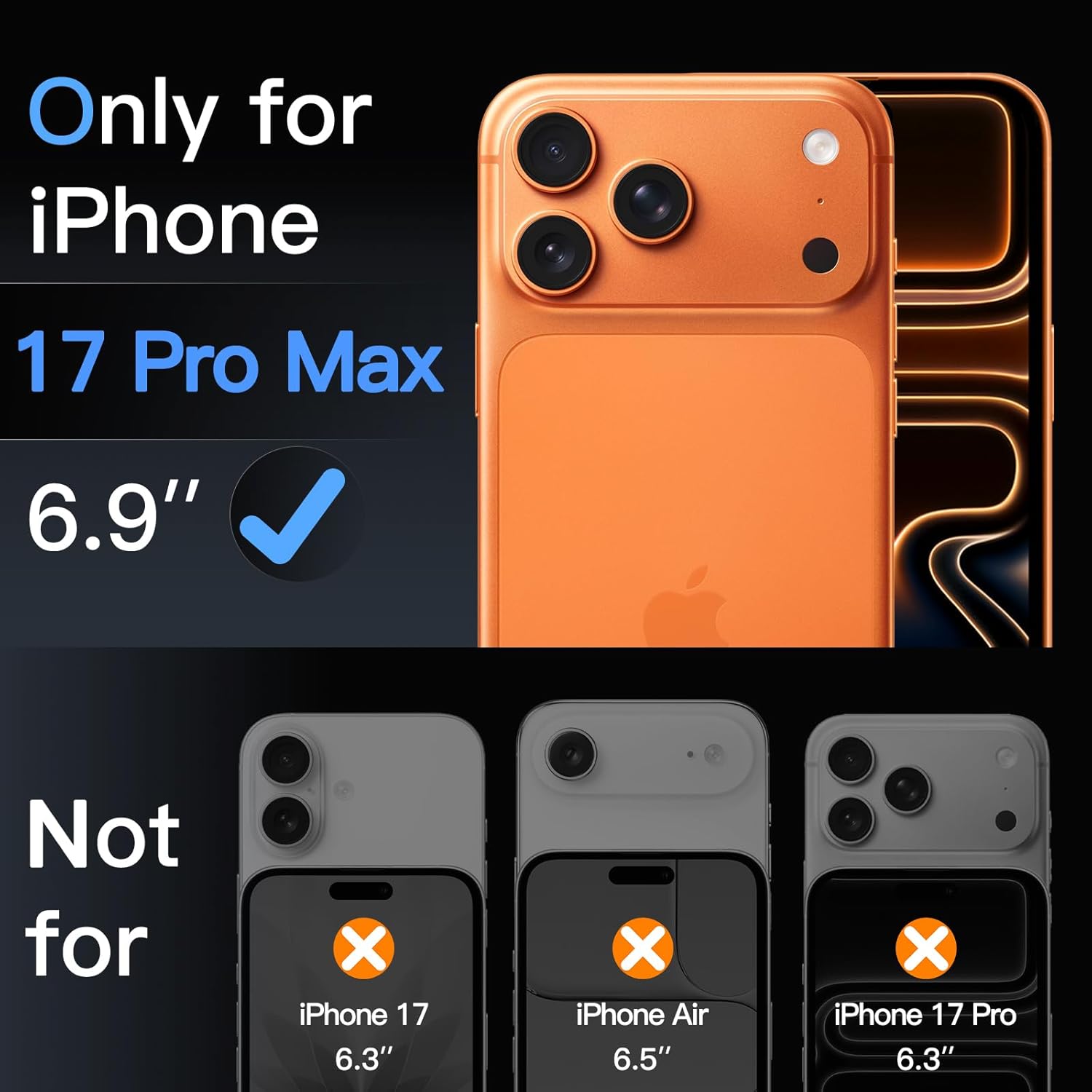 Ven-Dens Camera Lens Protector for iPhone 17 Pro Max 6.9" Orange (VD-CL06)