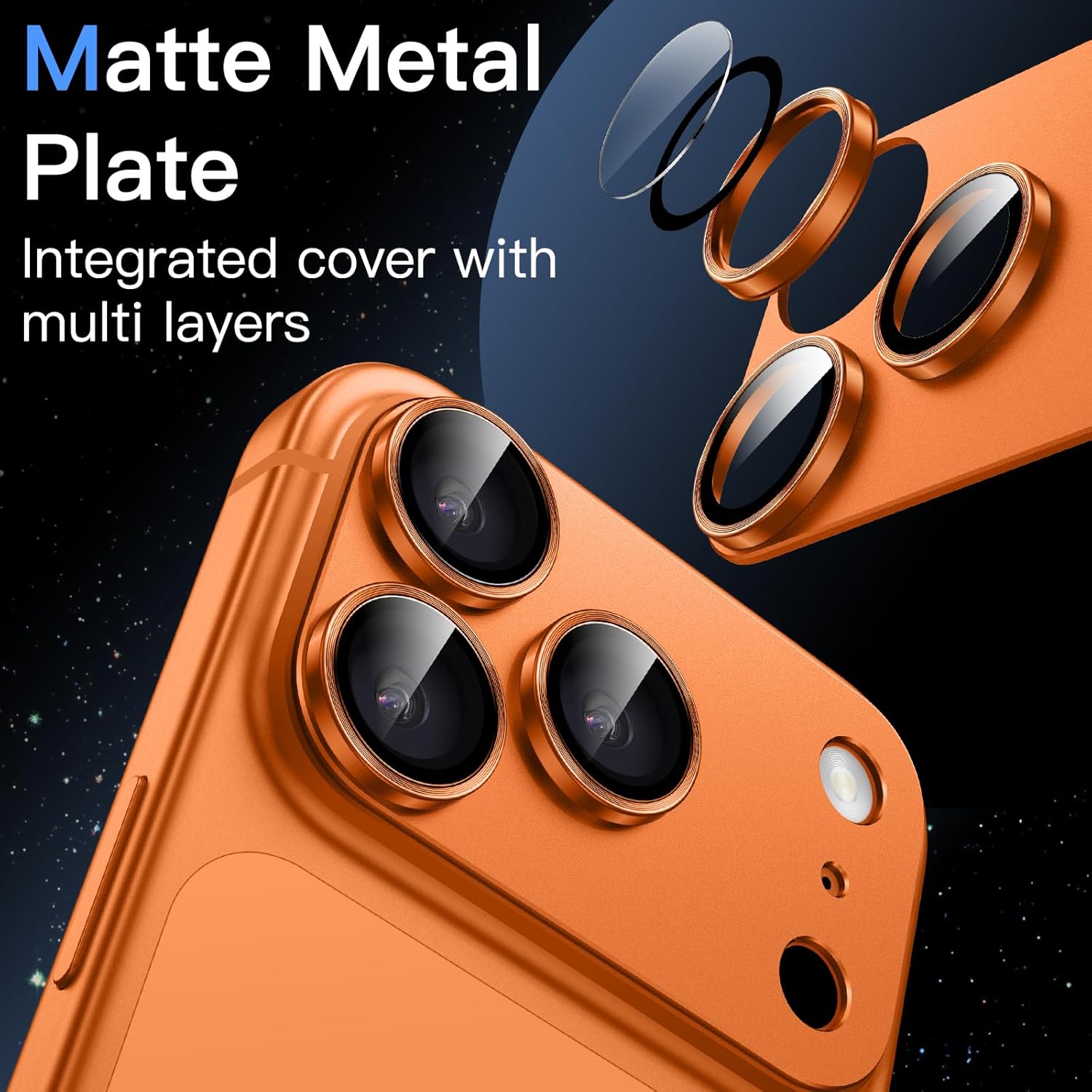 Ven-Dens Camera Lens Protector for iPhone 17 Pro Max 6.9" Orange (VD-CL06)