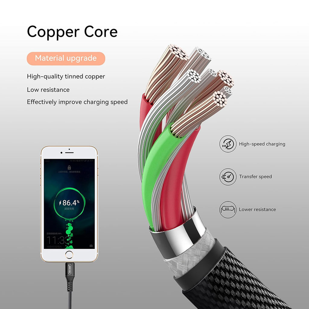 Ven-Dens Black Fast Charging Cable Lightning to USB-A 1.5M (VD-DC102)