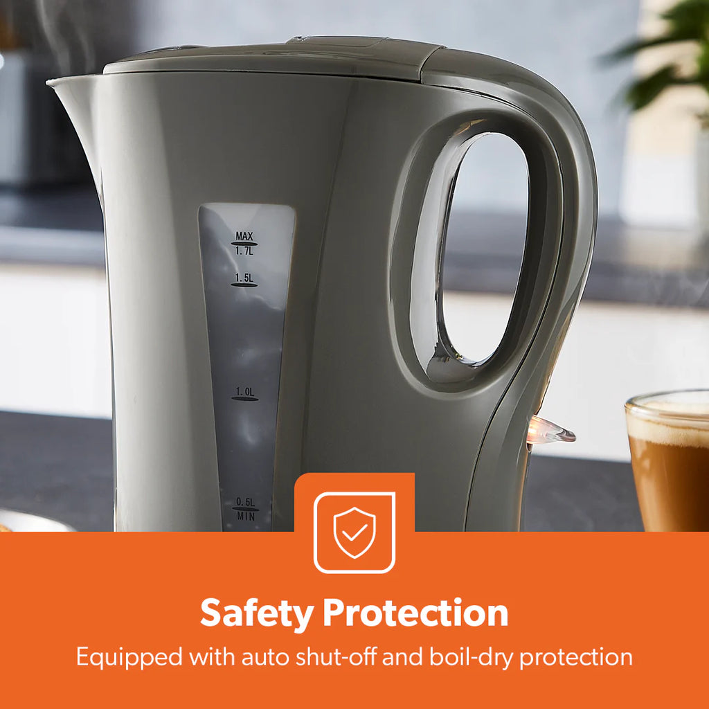 Geepas 1.7L Rapid-Boil Cordless Electric Kettle Grey (GK38029UK-GY)