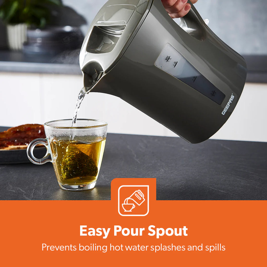 Geepas 1.7L Rapid-Boil Cordless Electric Kettle Grey (GK38029UK-GY)