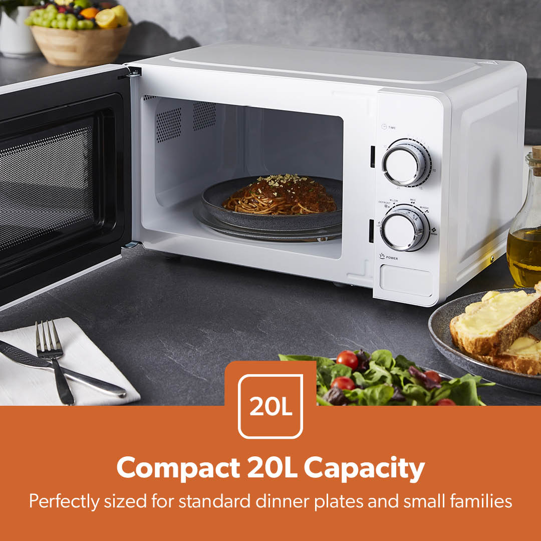 Geepas 20L Manual Microwave 700W White (GMO1899-WT)