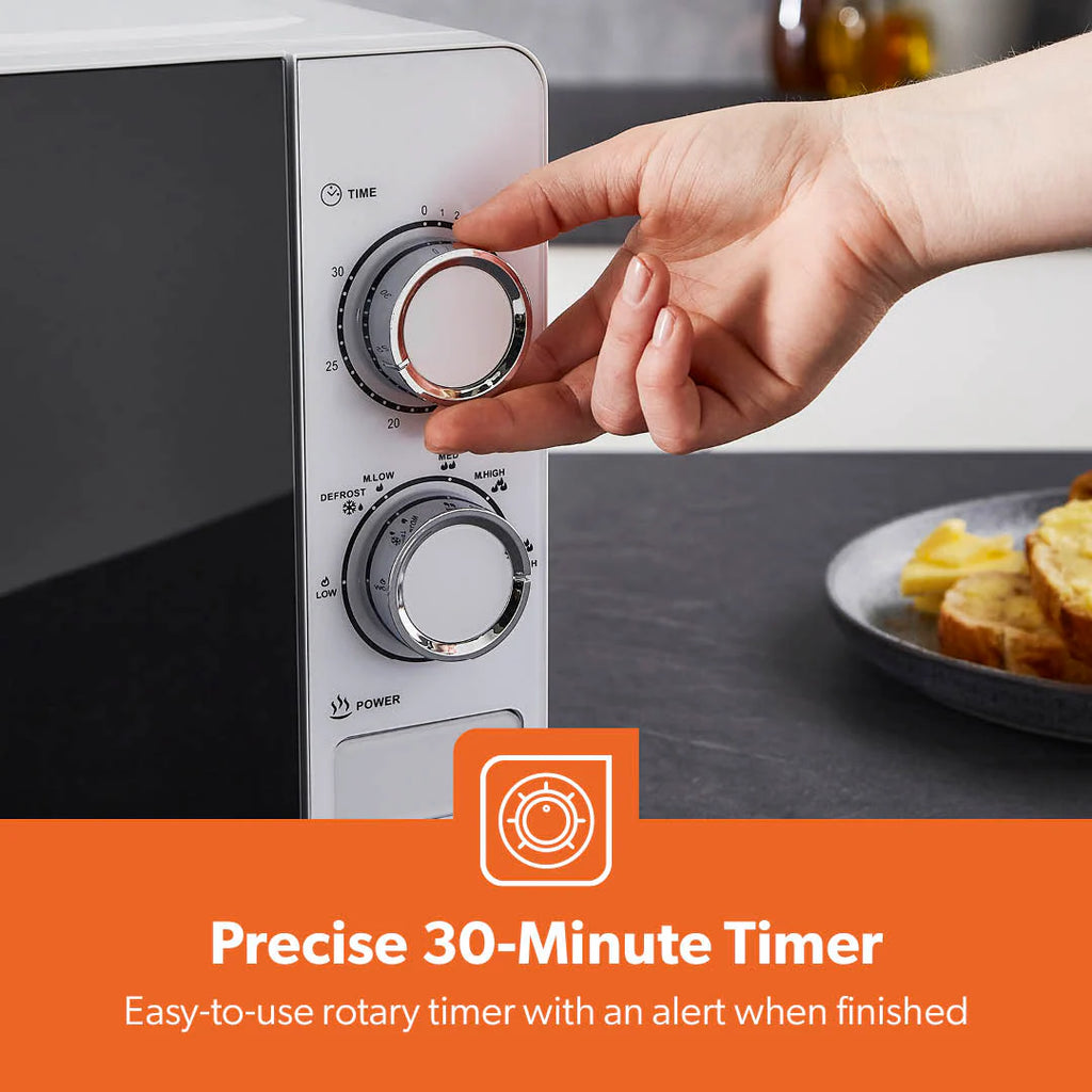 Geepas 20L Manual Microwave 700W White (GMO1899-WT)