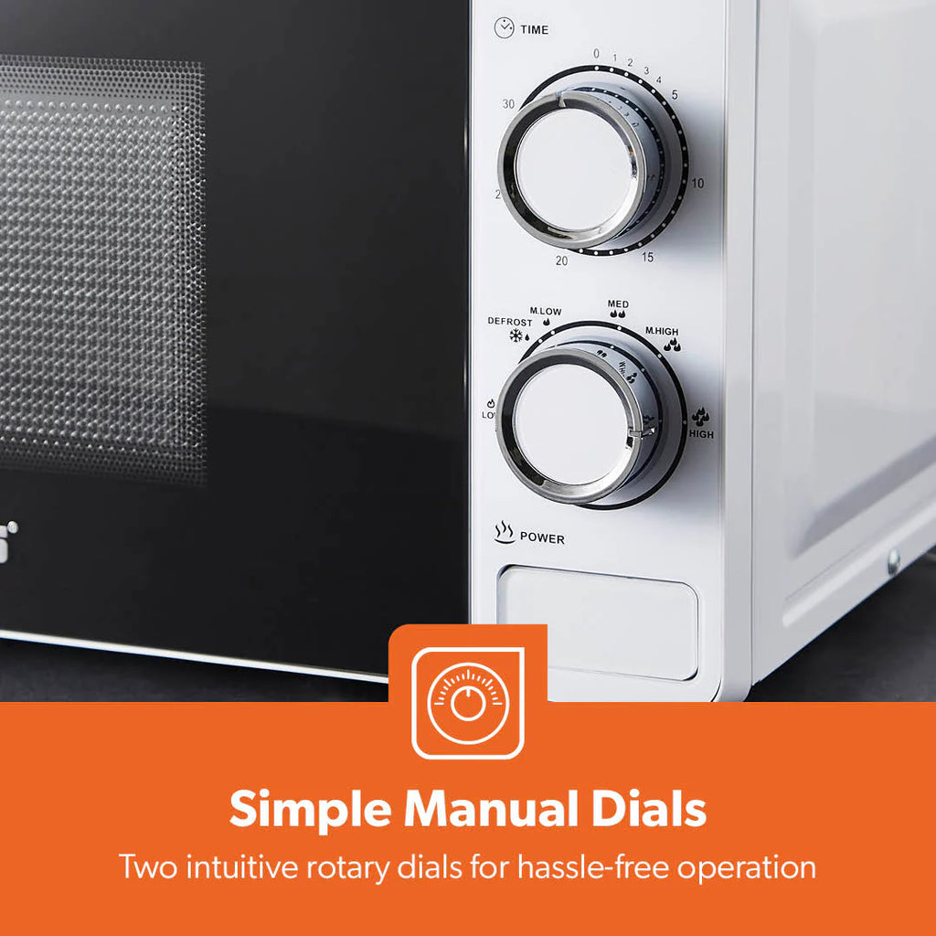 Geepas 20L Manual Microwave 700W White (GMO1899-WT)