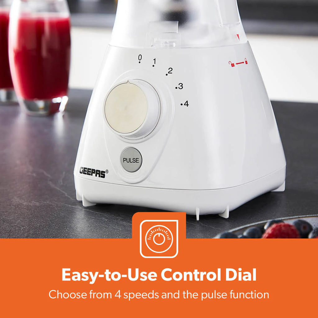 Geepas 2-in-1 Blender & Grinder 1.5L – 550W White (GSB44092UK-WT)