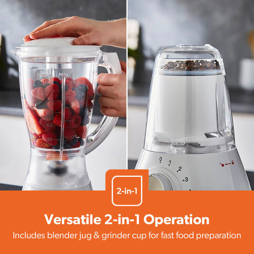 Geepas 2-in-1 Blender & Grinder 1.5L – 550W White (GSB44092UK-WT)