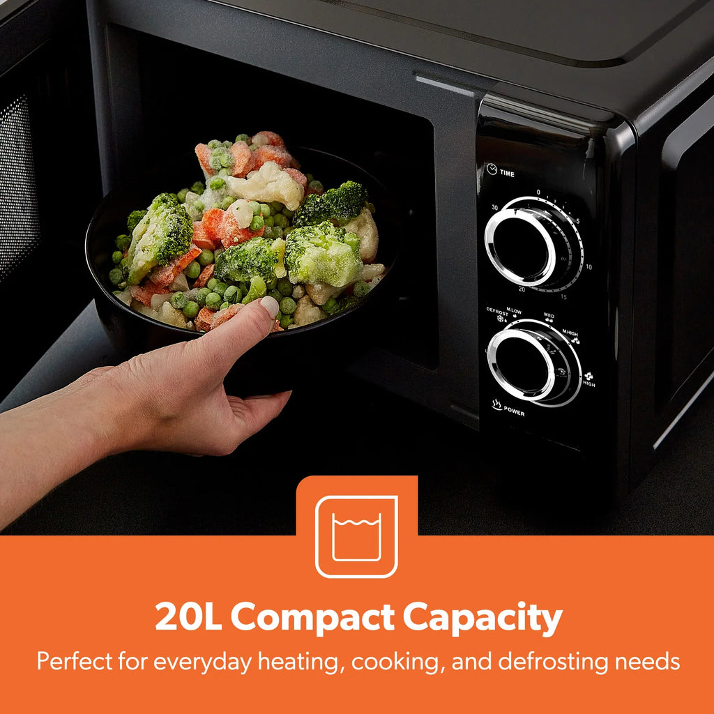 Geepas 20L Manual Freestanding Microwave 700W Black (GMO1899-BK)