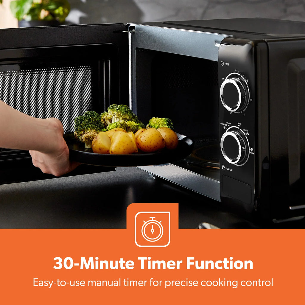 Geepas 20L Manual Freestanding Microwave 700W Black (GMO1899-BK)