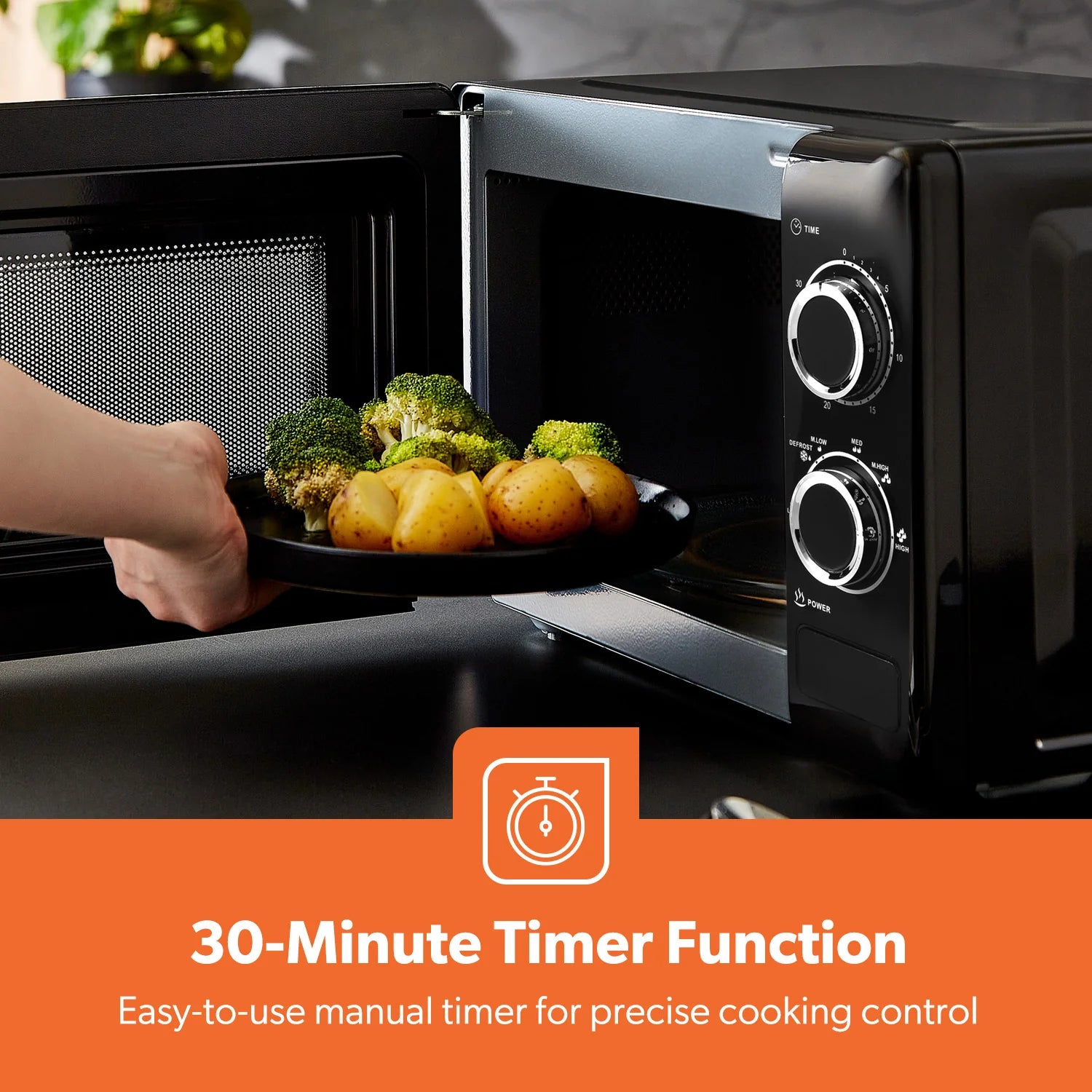 Geepas 20L Manual Freestanding Microwave 700W Black (GMO1899-BK)
