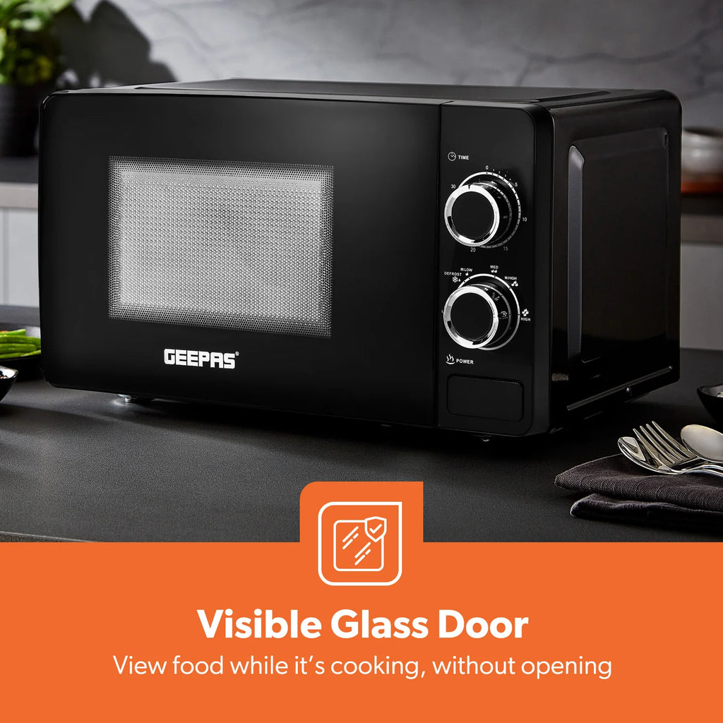 Geepas 20L Manual Freestanding Microwave 700W Black (GMO1899-BK)