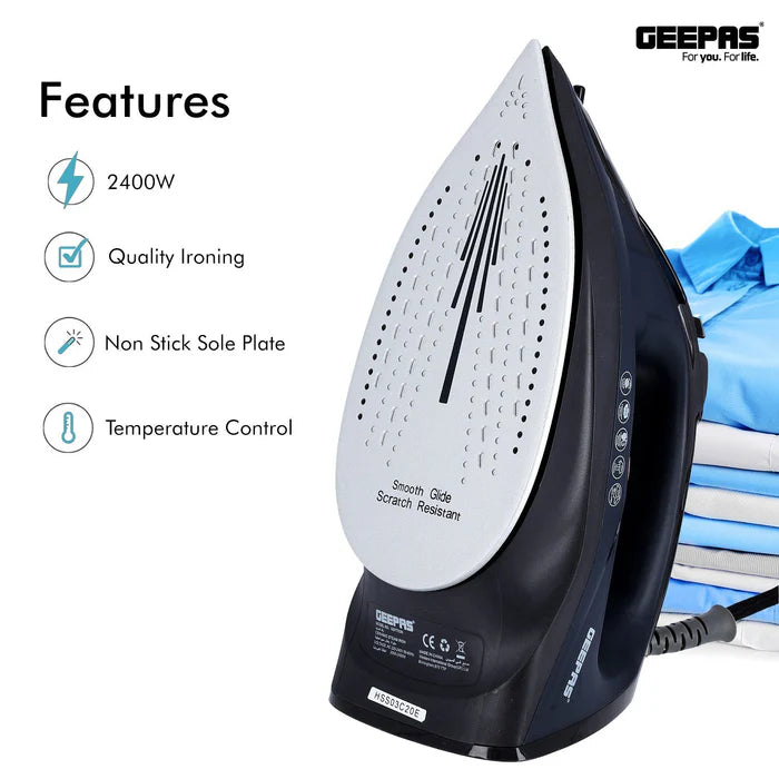 Geepas 2400W Steam Iron Black (GSI7703UK-BK)