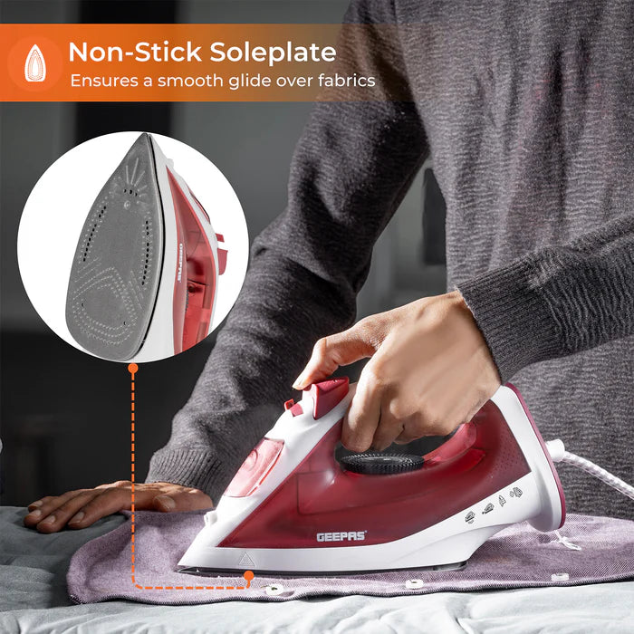 Geepas 1800W Steam Iron White & Red (GSI7783UK-RD)