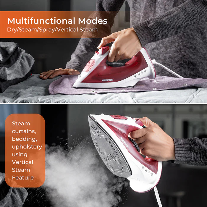 Geepas 1800W Steam Iron White & Red (GSI7783UK-RD)
