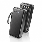 Ven-Dens 20000mAh 3-in-1 Power Bank with Built-In Cables & LED Torch (VD-PB059) - Black