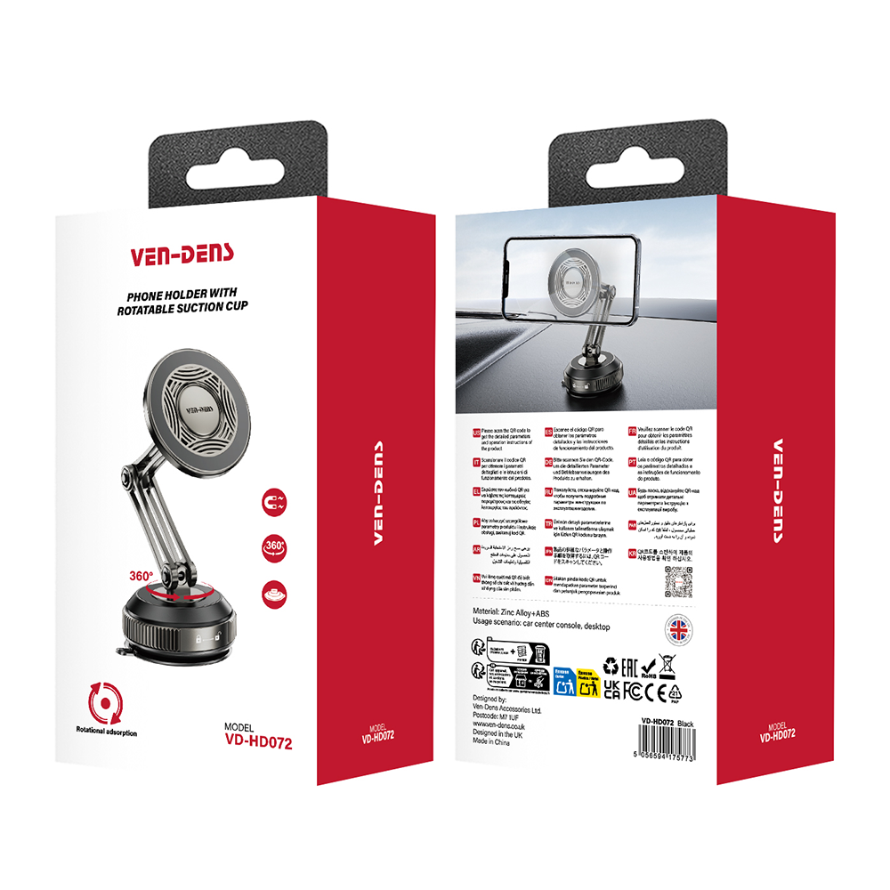 Ven-Dens Magnetic Car Phone Holder with Adjustable Arm (VD-HD072)