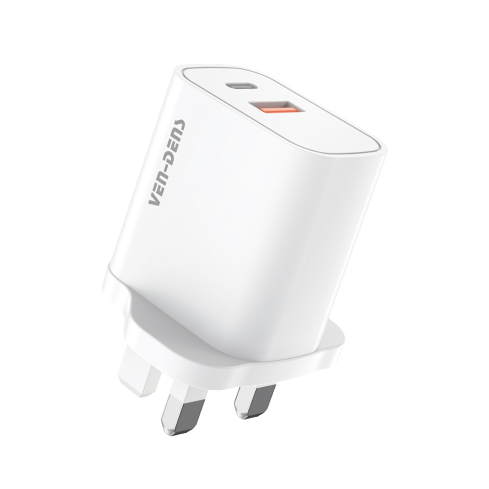 Ven-Dens 20W Fast Charger USB-C & USB-A Dual Port (SP-TC13AAC White)