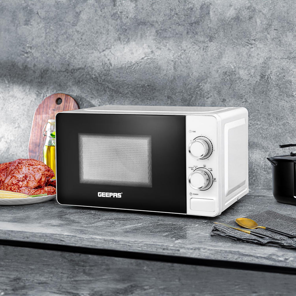 Geepas 20L Manual Microwave 700W White (GMO1899-WT)
