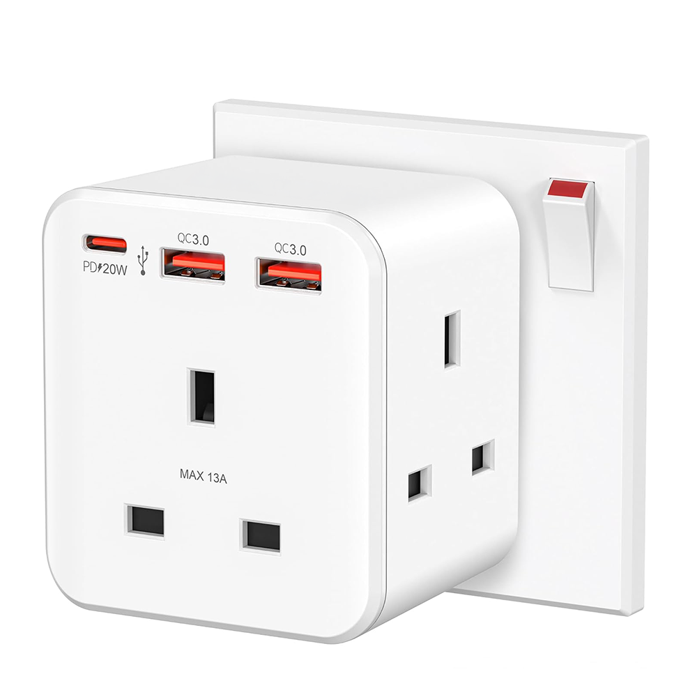 Ven-Dens UK Wall Charger Adaptor with USB-C & Dual USB-A (SP-ADT03)