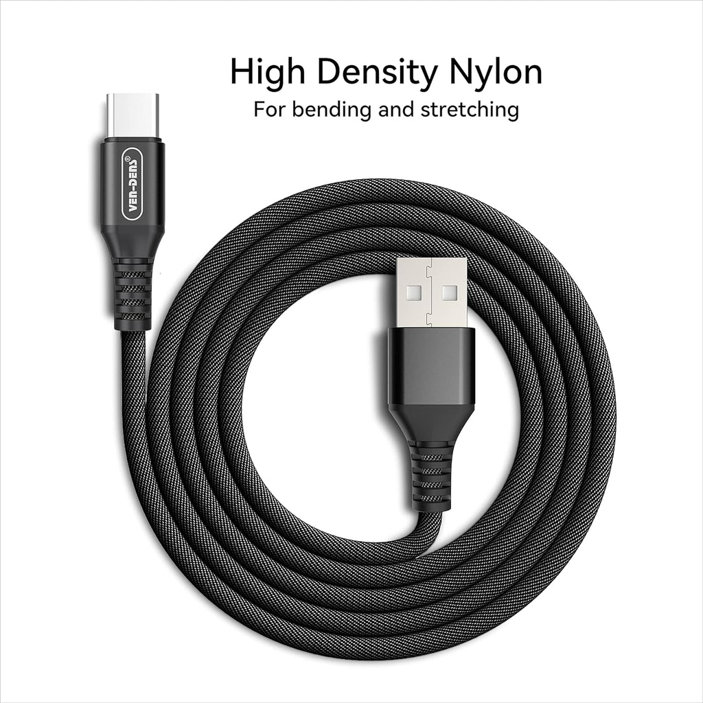 Ven-Dens Black Fast Charging Cable Type-C to USB-A 1.5M (VD-DC103)