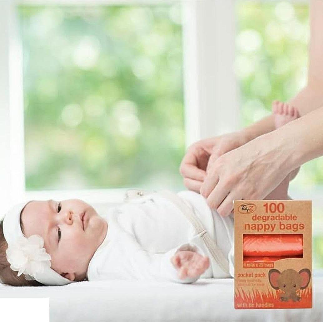 Tidyz 100pc Degradable Nappy Bags Pack of 4 x 25 Rolls