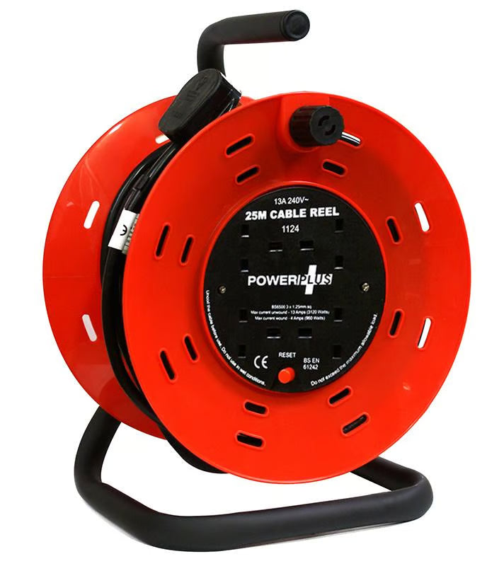 Powerplus 4 Gang Extension Reel 25m 13A Cable Reel (1124)