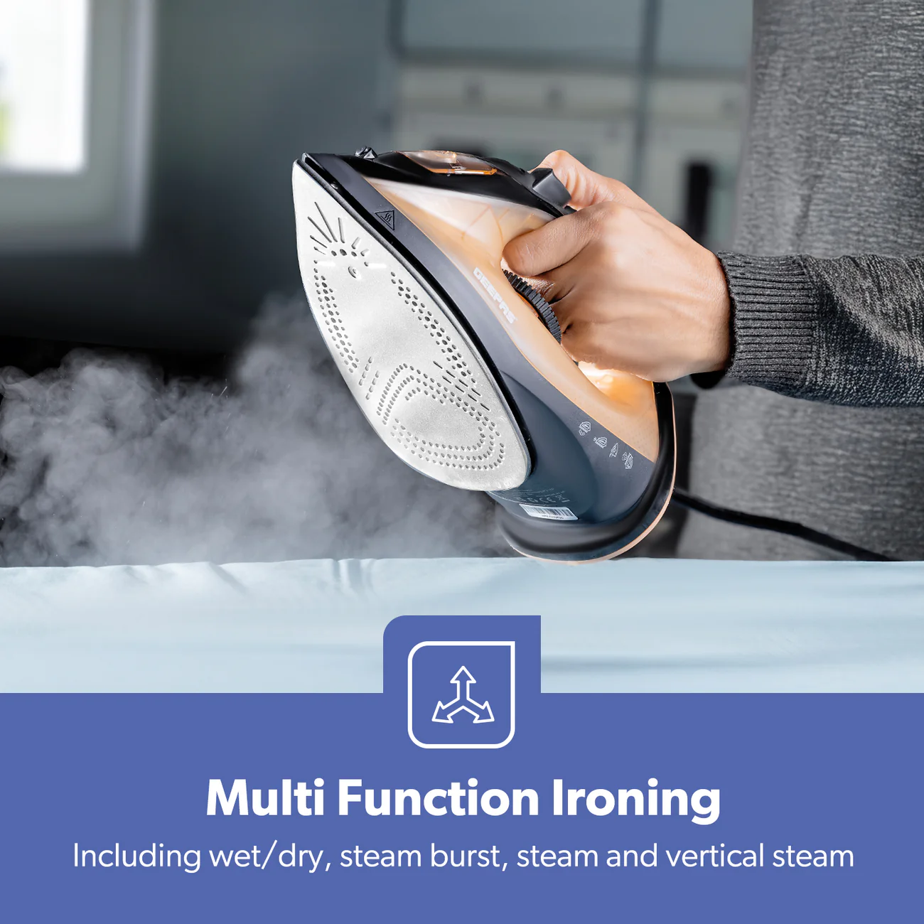 Geepas 1800W Steam Iron (GSI7783UK) - Black & Gold