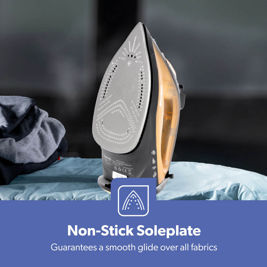Geepas 1800W Steam Iron (GSI7783UK) - Black & Gold